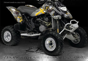 Graphics Kit For Can-Am Ds650 "The Freak Show"  Decals  For Black Plastics All Years - Darkside Studio Arts LLC.