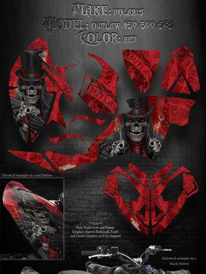 Graphics Kit For Polaris 2006-08 450 500 525 Outlaw   "The Outlaw" For Red Plastics - Darkside Studio Arts LLC.