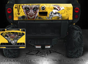 Graphics Kit For Can-Am Commander Hood & Tailgate  All Yellow Design "The Jesters Grin" - Darkside Studio Arts LLC.