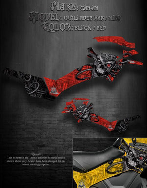 Graphics Kit For Can-Am 2013-14 Outlander Xmr & Max "Machinehead" Red Decals Grpahics  Partial - Darkside Studio Arts LLC.