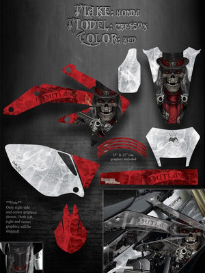 Graphics For Honda 2005-2010 Crf450X Decals   "The Outlaw" For Red Plastics 06 07 - Darkside Studio Arts LLC.