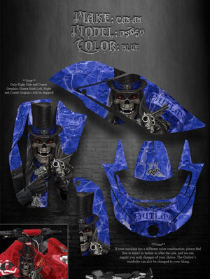 Graphics Kit For Can-Am Ds650  For Blue Plastics "The Outlaw" Decal Sticker  Parts - Darkside Studio Arts LLC.