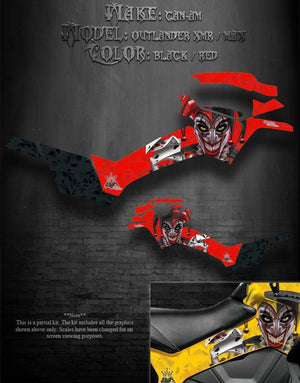 Graphics Kit For Can-Am 2013 Outlander Xmr & Max "The Jesters Grin" Side Panel  Decal Red - Darkside Studio Arts LLC.