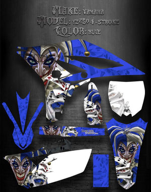 Graphics Kit For Yamaha Yz250 Yz250F 2010-12 4-Stroke Only  "The Jesters Grin" Joker Blue - Darkside Studio Arts LLC.