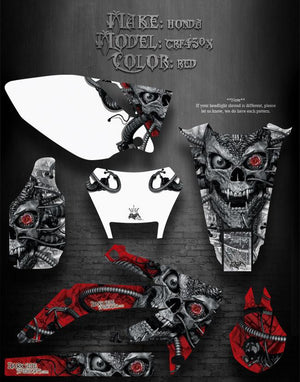 Graphics For Honda 2005-2010 Crf450X 450X Fender  "Machinehead" Red Skull Reaper - Darkside Studio Arts LLC.