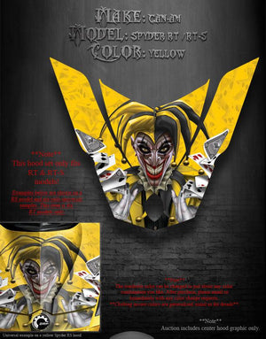 Graphics Kit For Can-Am Spyder Rt Rt-S  Decal Set "The Jesters Grin" Yellow Hood Wrap - Darkside Studio Arts LLC.