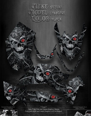 Graphics Kit For Suzuki Ltr450R 450 Quadracer Atv  "Machinehead" Black Model Skull - Darkside Studio Arts LLC.