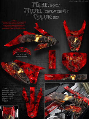 GRAPHICS FOR HONDA 2008-2012 CRF230F CRF150F  "HIGHWAY TO HELL" FOR RED PARTS 09 10 - Darkside Studio Arts LLC.