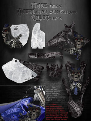 Graphics Kit For Yamaha Yz125 Yz250 2002-2013 2-Stroke Only   Black "The Outlaw" - Darkside Studio Arts LLC.