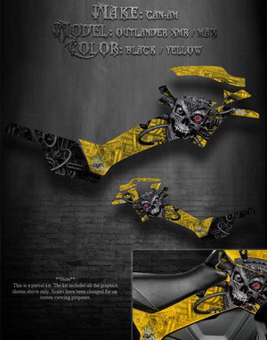 Graphics Kit For Can-Am 2013-14 Outlander Xmr & Max "Machinehead"  For Side Parts Yellow - Darkside Studio Arts LLC.