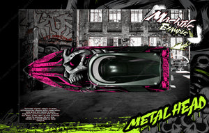 'Metal Head' Fits Pro Boat Sonicwake Impulse 32 Veles Partial Skin Wrap Hull Decal Graphics Kit - Darkside Studio Arts LLC.
