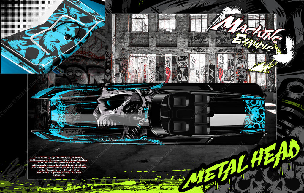 'Metal Head' Partial Skin Wrap Hull Decal Graphics Kit Fits Traxxas M41 Spartan | Darkside Studio Arts LLC.