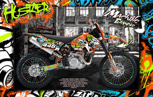 'Hustler' Graphic Decals Wrap Skin Kit Fits Ktm Dirt Bike 2007-2010 Sx Sxf 250 300 450 525 - Darkside Studio Arts LLC.