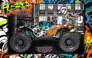 'Hustler' Hop-Up Graphics Wrap Decals Fits Stock Traxxas Maxx 4S -V1 Only- 1/10 Body Tra8914 - Darkside Studio Arts LLC.