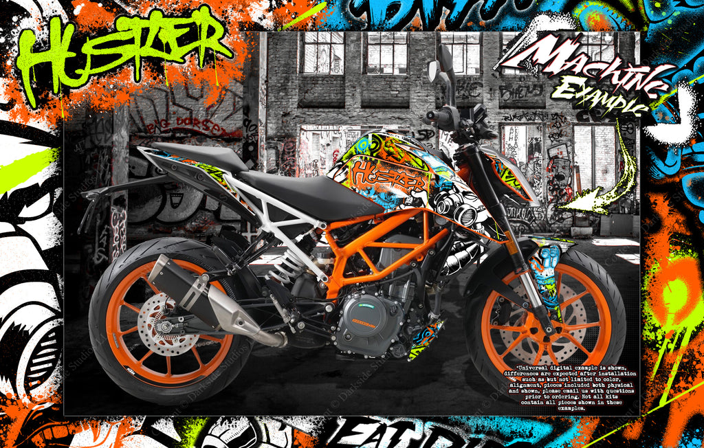 'Hustler' Themed Graphics Wrap Skin Kit Fits Ktm 2011-2022 Duke 125 200 390 690 790 | Darkside Studio Arts LLC.