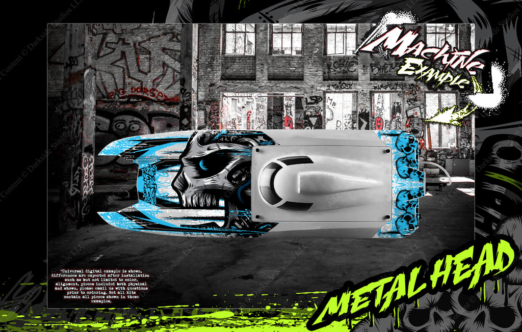 'Metal Head' Fits Pro Boat Zelos 48G Zelos 36" Partial Skin Wrap Hull Decal Graphics Kit | Darkside Studio Arts LLC.