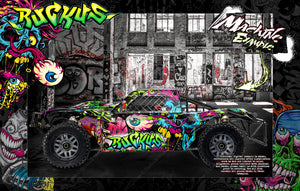 'Ruckus' Themed Graphics Wrap Skin Kit Fits Losi 5Ive-T / Rovan / King Motor 30° North Big Flex (Which Can Fit 2.0 Chassis As Well ) - Darkside Studio Arts LLC.