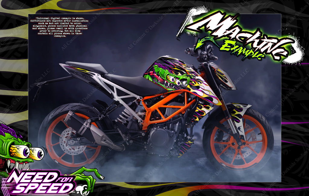 'Need For Speed' Themed Graphics Wrap Skin Kit Fits Ktm 2011-2022 Duke 125 200 390 690 790 | Darkside Studio Arts LLC.