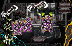 'Amped' Themed Graphics Skin Fits Arrma Vendetta Vorteks Kraton V2 Outcast V2 Senton Granite Big Rock Typhon Infraction 4X4 Mega 3S 4S Chassis Ara320608 Ara320607 - Darkside Studio Arts LLC.