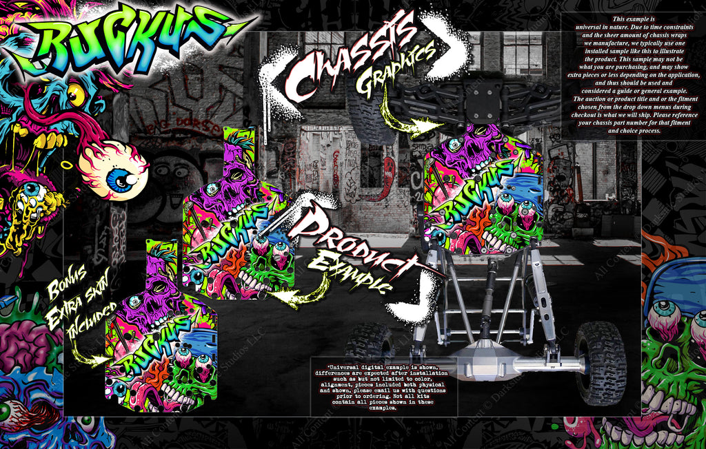 'Ruckus' Themed Chassis Skin Fits Kraken Vekta .5 / Kv5Tt #Kv4406 Skid Plate Protection | Darkside Studio Arts LLC.