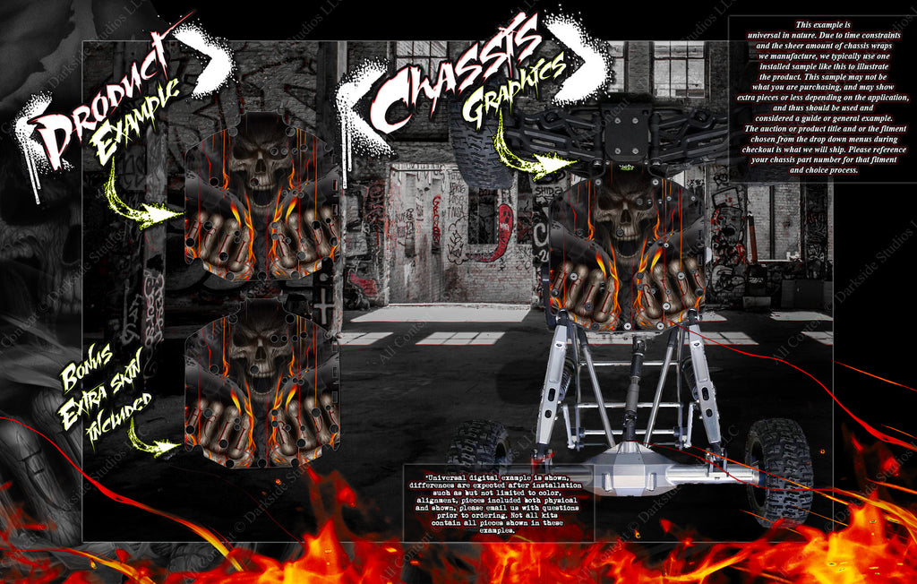 'Hell Ride' Flame Reaper Themed Chassis Skin Fits Kraken Vekta .5 / Kv5Tt Kv4406 Skid Plate | Darkside Studio Arts LLC.