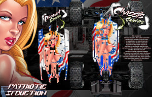 'Patriotic Seduction' Themed Aftermarket Chassis Skid Rotection Kit Fits Traxxas Sledge - Darkside Studio Arts LLC.