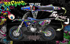 Graphics Kit For 1998-2009 Yamaha Yzf250 Yzf450 "Ruckus" Number Plate And Fender Wrap With Rim Protector - Darkside Studio Arts LLC.