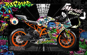 'Ruckus' Themed Motorcycle Wrap Skin Kit Fits Ktm 2014-2020 Rc125 Rc200 Rc250 Rc390 Graphics Wrap - Darkside Studio Arts LLC.