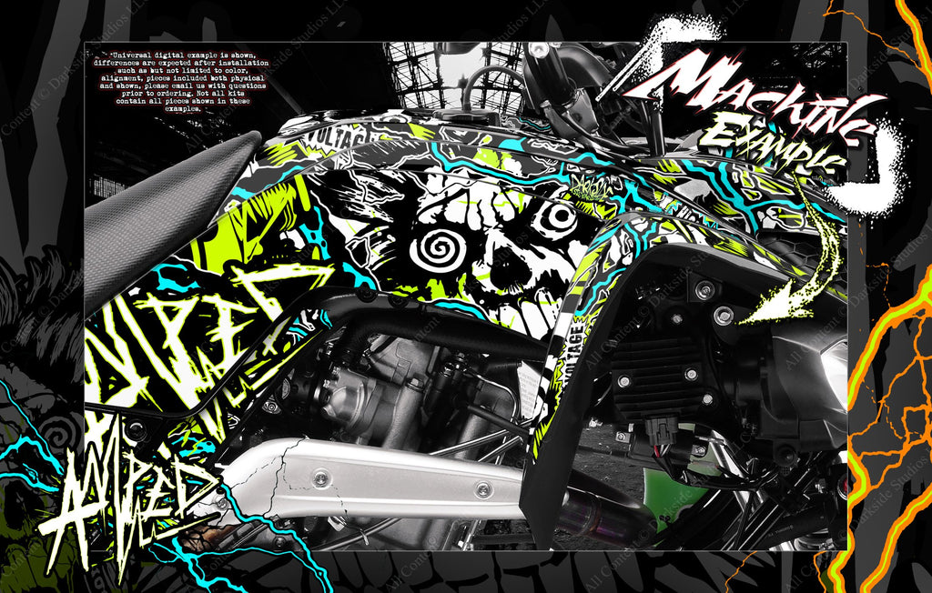 Graphics Kit For 'Amped' High Coverage Wrap Decal Fits Yamaha Yfz450 Yfz450R Yfz450X | Darkside Studio Arts LLC.