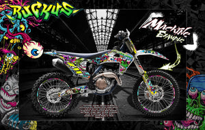 Graphics Kit For Husqvarna 2014-2019 Tx125 Te250 Te300  Wrap 'Ruckus' Decal Wrap - Darkside Studio Arts LLC.