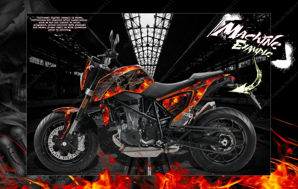 'Hell Ride' Themed Graphics Kit Fits Ktm 2011-2022 Duke 125 200 390 690 790 | Darkside Studio Arts LLC.