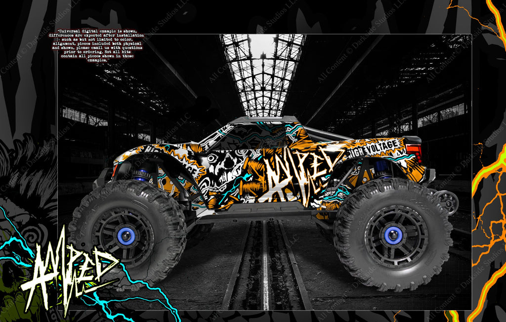 'Amped' Decal Kit Fits Stock Body Tra8914 On Traxxas Maxx 4S -V1 Only- 1/10 Hop-Up Graphics Wrap | Darkside Studio Arts LLC.