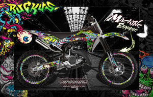 Graphics Kit For Husqvarna Motorcycle Wr Series 1993-2005  Wrap Decals 'Ruckus' Wr125 Wr250 - Darkside Studio Arts LLC.