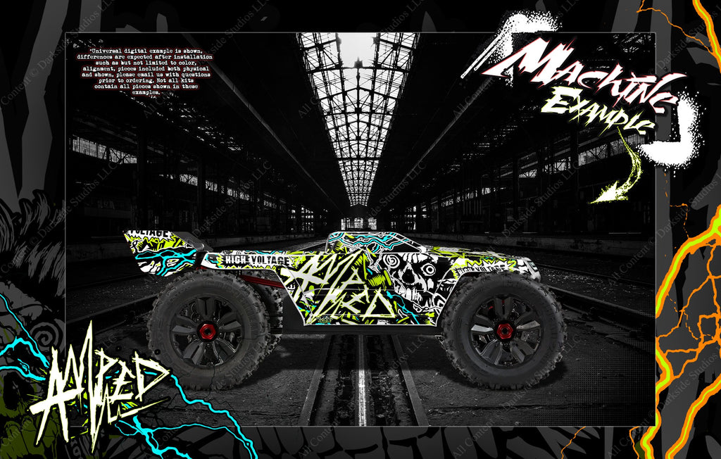 'Amped' Themed Skin Graphcis Kit Fits Arrma Kraton 8S / 6S Hop-Up Fits Stock Lexan Body | Darkside Studio Arts LLC.