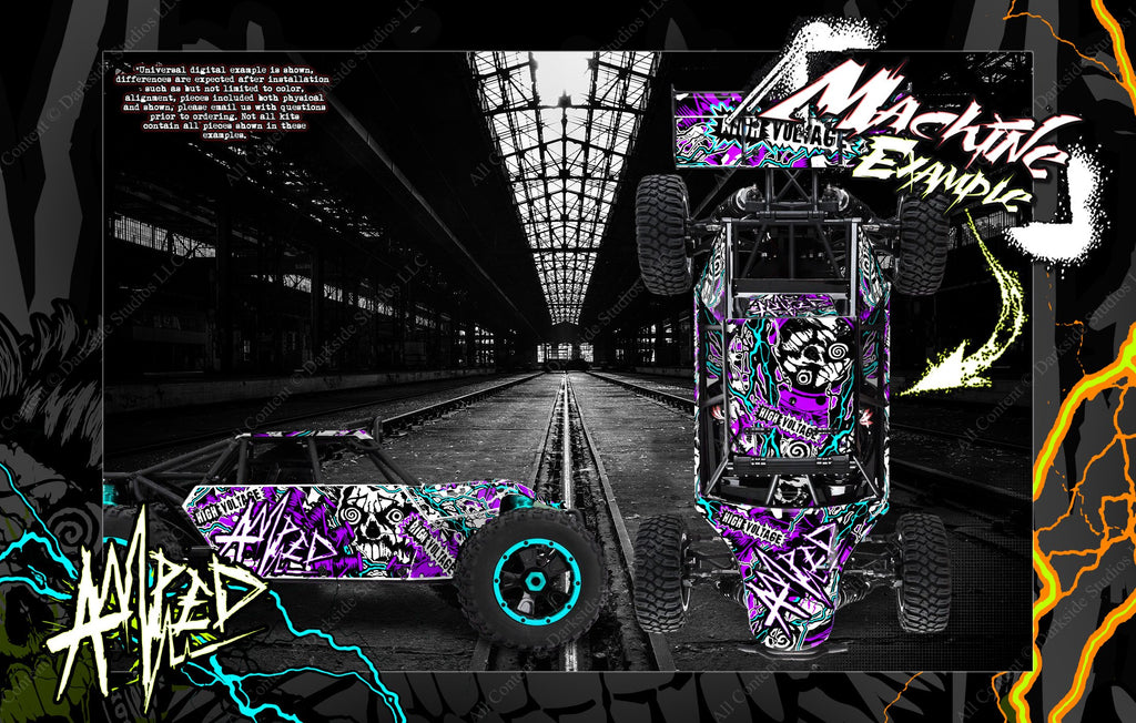 'Amped' Themed Graphics Wrap Hop Up Skin For Losi Desert Buggy Xl 2.0 / Xl-E / Xl-E 2.0 Fits Los250018 And Los350000 - Darkside Studio Arts LLC.