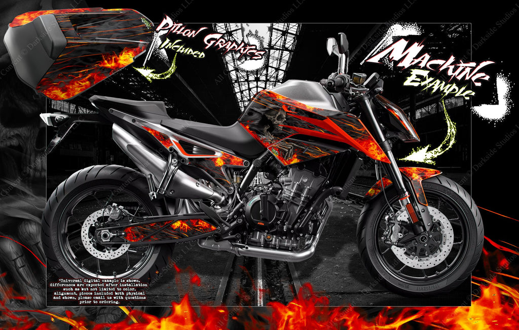 'Hell Ride' Themed Graphics Wrap Skin Kit Fits Ktm Superduke 1290 / 1290Gt 2013-2020 | Darkside Studio Arts LLC.