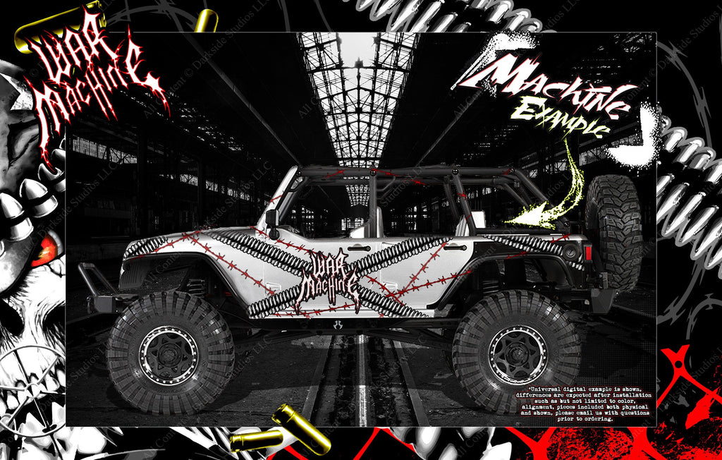 'War Machine' Hop Up Body Graphic Skin Wrap Accent Kit Fits Axial Bomber Wraith Yeti Scx10 Jeep | Darkside Studio Arts LLC.