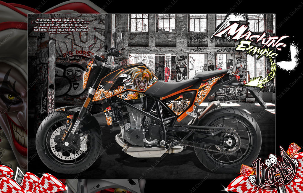 'Lucky' Themed Motorcycle Graphics Wrap Fits Ktm 2011-2022 Duke 125 200 390 690 | Darkside Studio Arts LLC.