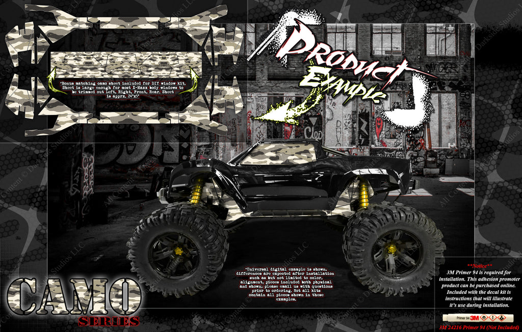 'Camo' Themed Aftermarket Graphics Fits Shock Towers On Traxxas X-Maxx 6S 8S Chassis | Darkside Studio Arts LLC.