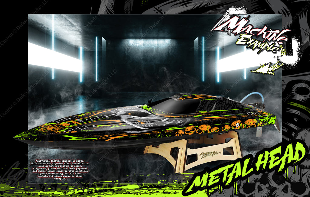 'Metal Head' Graphics Wrap Skin Hop-Up Kit Fits Tfl Pursuit 1106 Fiberglass 82Cm Boat Cap And Hull | Darkside Studio Arts LLC.