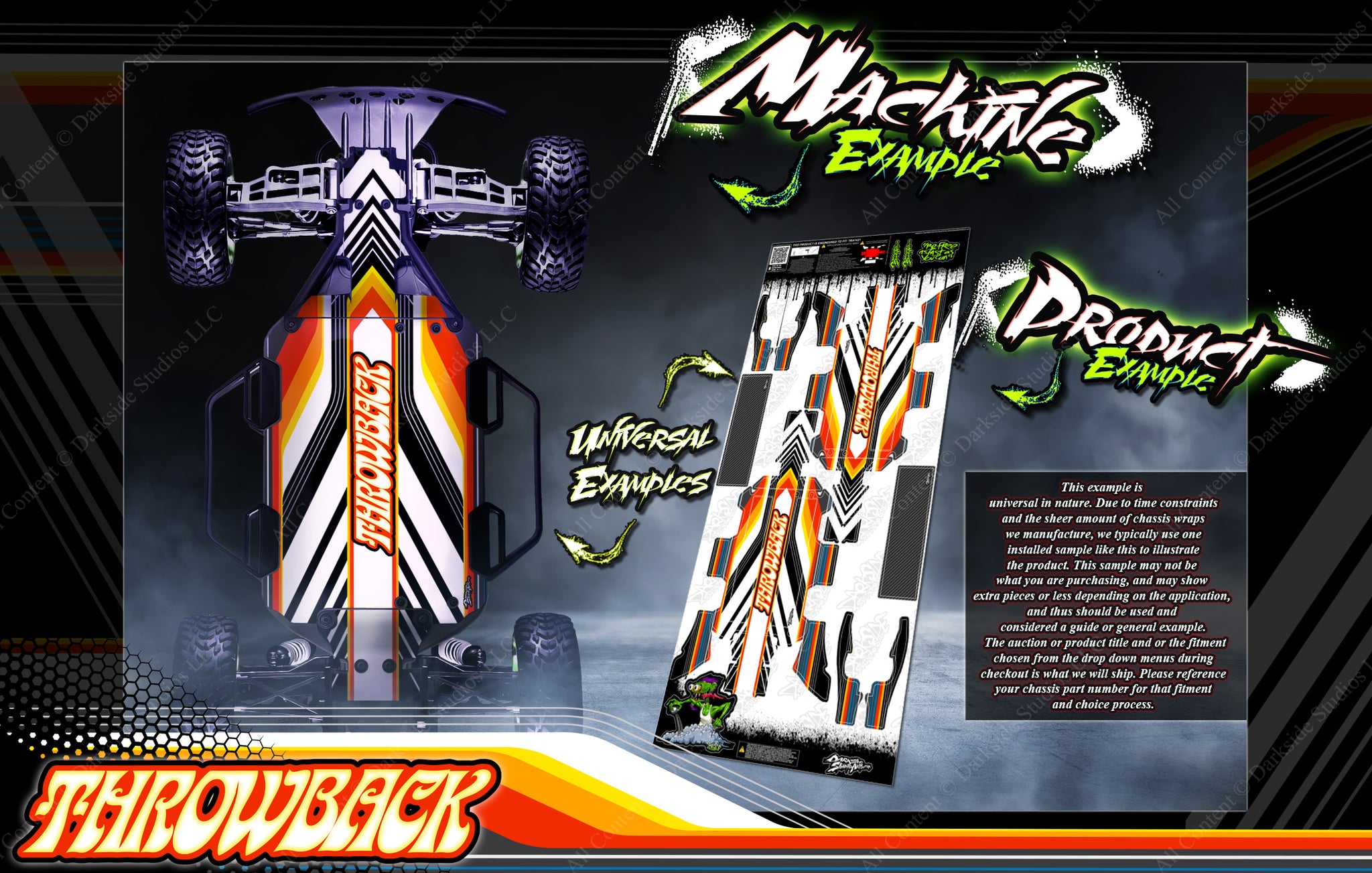 'Throwback' Aftermarket Chassis Skin Wrap Fits Traxxas Drag Slash 2Wd ...