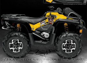 Graphics Kit For Can-Am Outlander 2012-2014 "The Jesters Grin"   For Side Panels Red - Darkside Studio Arts LLC.