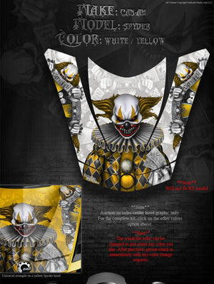 Graphics Kit For Can-Am Spyder White Hood  "The Freak Show" With Yellow Accents Colors - Darkside Studio Arts LLC.