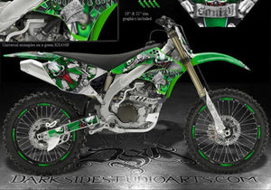 Graphics Kit For Kawasaki Kx450F 2006-08 Kxf450  Decals "The Freak Show" 4 Green Plastics - Darkside Studio Arts LLC.