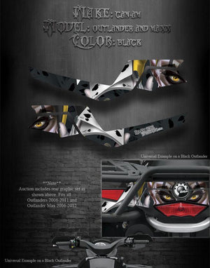 Graphics Kit For Can-Am '06-11 Outlander & '06-12 Max Rear Fender  "The Jesters Grin" Blk - Darkside Studio Arts LLC.