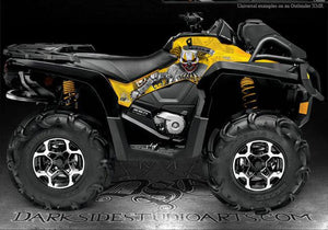 Graphics Kit For Can-Am Outlander 2012-14 "The Freak Show" Partial Side Panel Yellow - Darkside Studio Arts LLC.