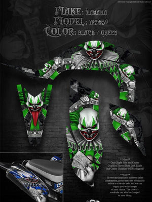 Graphics Kit For Yamaha Yfz450 Green Accent Decals  For Black Plastics "The Freak Show" - Darkside Studio Arts LLC.