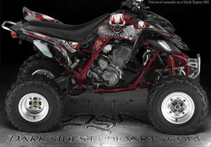 Graphics Kit For Yamaha Raptor 660 Decals "The Freak Show" Red Accent  For Black Plastics - Darkside Studio Arts LLC.