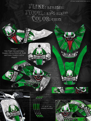 Graphics Kit For Kawasaki 00-13 Kx65  Decals 4 Green Parts "The Freak Show" 02-09 Klx110 - Darkside Studio Arts LLC.