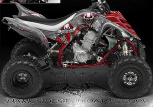 Graphics Kit For Yamaha 2006-'12 Raptor 700 700R Decals  "The Freak Show" For White Parts - Darkside Studio Arts LLC.